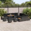 vidaXL Set Divano da Giardino con cuscino 14 pcs Nero Poly Rattan