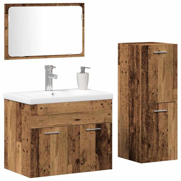 vidaXL Set di mobili per il bagno 4 pcs Marrone Legno multistrato