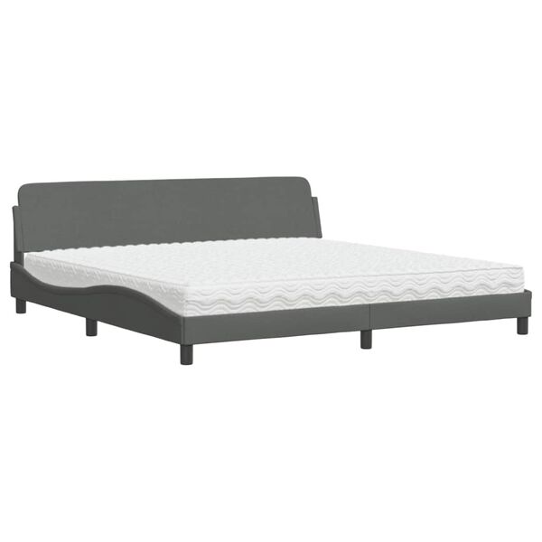 vidaXL Letto con Materasso Dover Grigio Scuro 200x200 cm in Tessuto