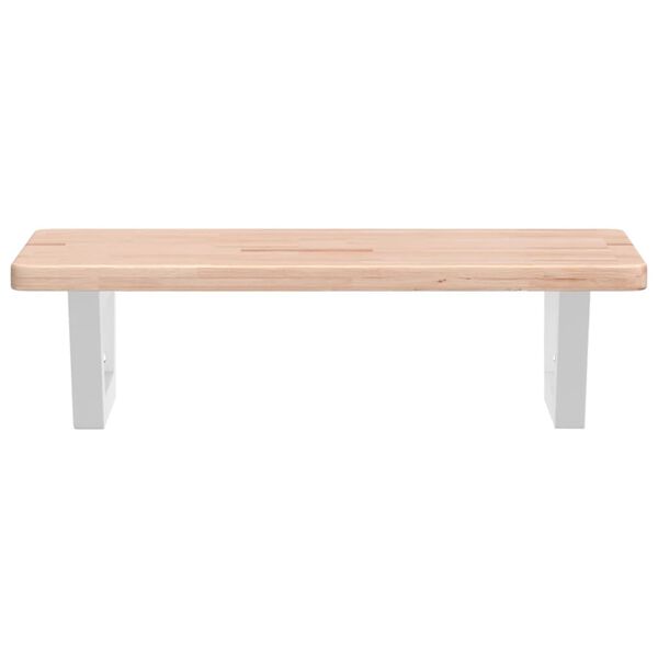 vidaXL Ripiano a Parete per Lavabo in Acciaio e Massello di Rovere