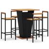 vidaXL Set Bar Giardino 5 pz Nero Polyrattan e Legno Massello Acacia
