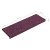 vidaXL Tappetini per scale 15 pz 65x21x4 cm Viola scuro con bordo rettangolare
