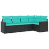 vidaXL Set Divani da Giardino 5 pz con Cuscini Nero in Polyrattan