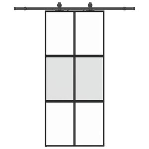 vidaXL Porta Scorrevole Set Ferramenta Nera 90x205 cm Vetro Temperato