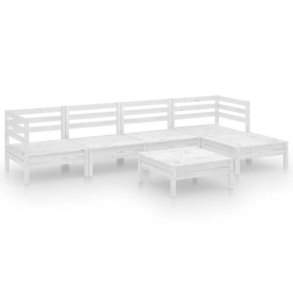 vidaXL Set Salotto da Giardino 6 pz in Legno Massello di Pino Bianco