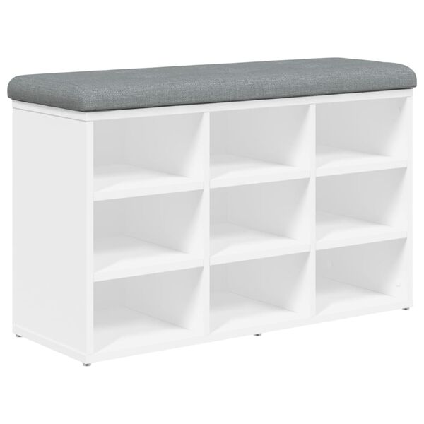 vidaXL Panca Scarpiera Bianca 82x32x50 cm in Legno Massello di Argilla