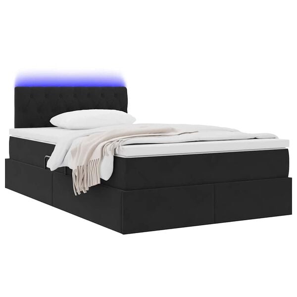 vidaXL Letto con contenitore e LED con led Nero 120 x 190 cm Velluto