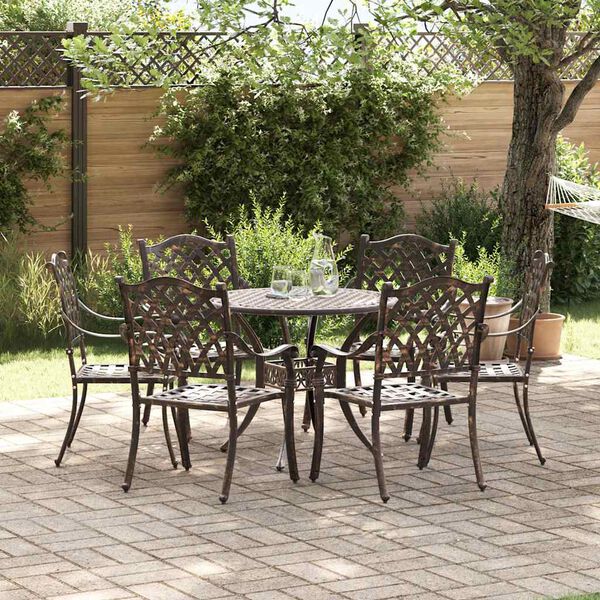 vidaXL Set da Pranzo per Giardino 7 pcs Bronzo Alluminio