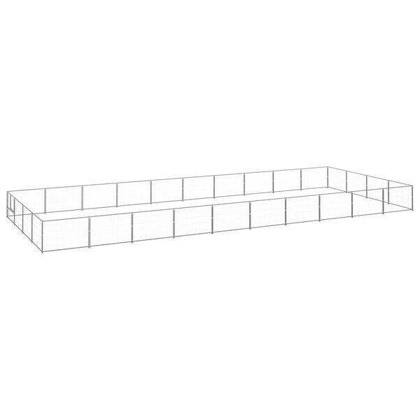 vidaXL Gabbia per Cani Argento 40 m&sup2; in Acciaio