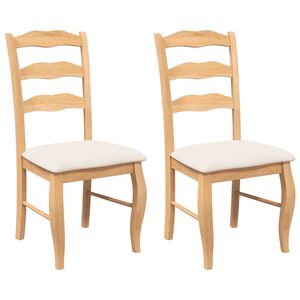 vidaXL Sedie da Pranzo con Cuscini 2 pz Naturale Legno Massello Hevea