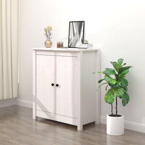 vidaXL Credenza Bianca 70x35x80 cm in Legno Massello di Pino
