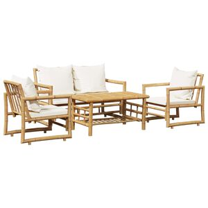 vidaXL Set Divani da Giardino 4 pz con Cuscini in Bamb&ugrave;