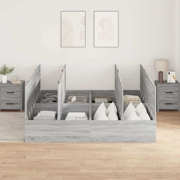 vidaXL Struttura letto con contenitore Grigio Sonoma 180 x 200 cm