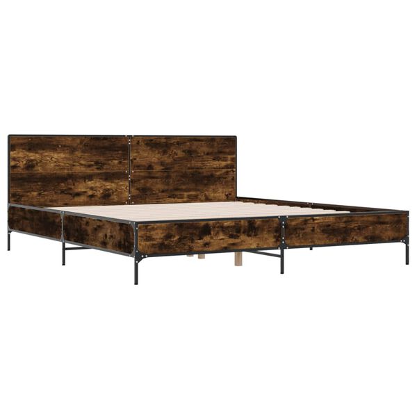 vidaXL Giroletto Rovere Fumo 180x200 cm in Legno Multistrato Metallo