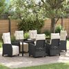 vidaXL Set da Pranzo per Giardino con cuscino 7 pcs Nero polyrattan