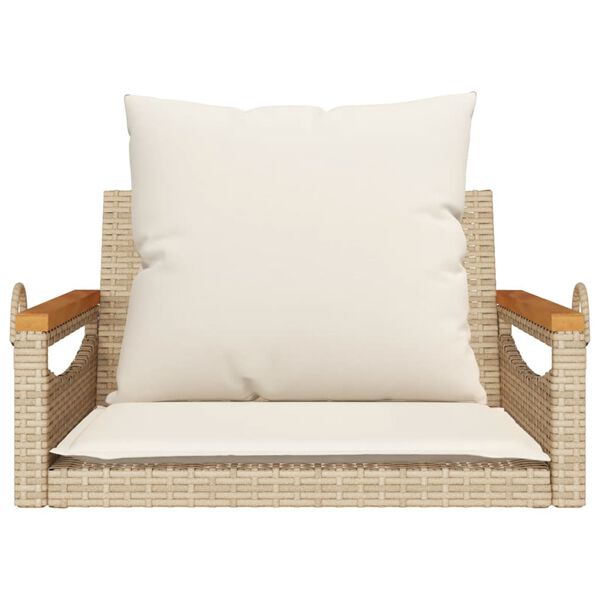 vidaXL Panchina a Dondolo con Cuscini Beige 63x62x40 cm in Polyrattan