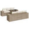 vidaXL Set Divani da Giardino 7 pz con Cuscini Beige in Polyrattan