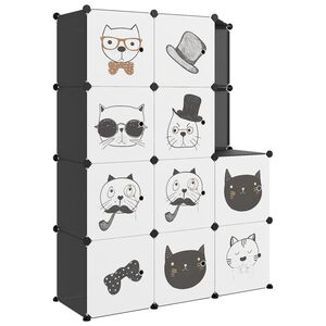 vidaXL Scaffale Portaoggetti per Bambini con 10 Cubi Neri in PP