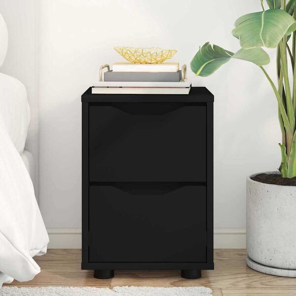 vidaXL Comodino con cassetto Nero 30,5 x 30 x 43 cm Legno multistrato