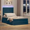vidaXL Letto con contenitore e LED Blu Scuro 120 x 200 cm Velluto