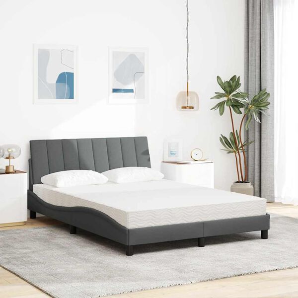 vidaXL Letto con Materasso Hanko Grigio Scuro 140x200cm Tessuto