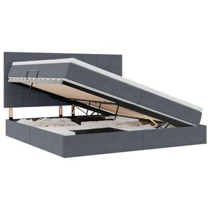 vidaXL Letto con contenitore e LED Grigio scuro 200 x 200 cm Velluto