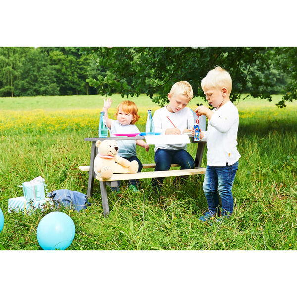 Pinolino Tavolo Picnic per Bambini con Panche Nicki f&uuml;r 4 Legno Grigio