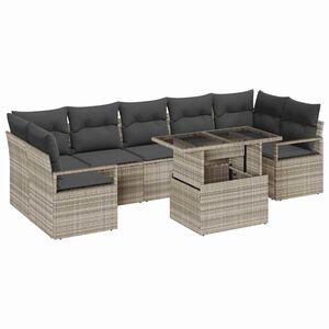 vidaXL Set Divano da Giardino 8 pcs Grigio chiaro polyrattan