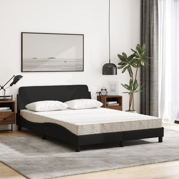 vidaXL Letto con Materasso Dover Nero 140x190 cm in Tessuto