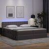 vidaXL Letto con contenitore e LED Grigio 200 x 200 cm Pelle Sintetica