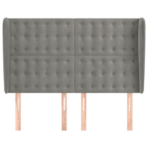 vidaXL Testiera ad Orecchio Grigio Chiaro 147x23x118/128 cm in Velluto