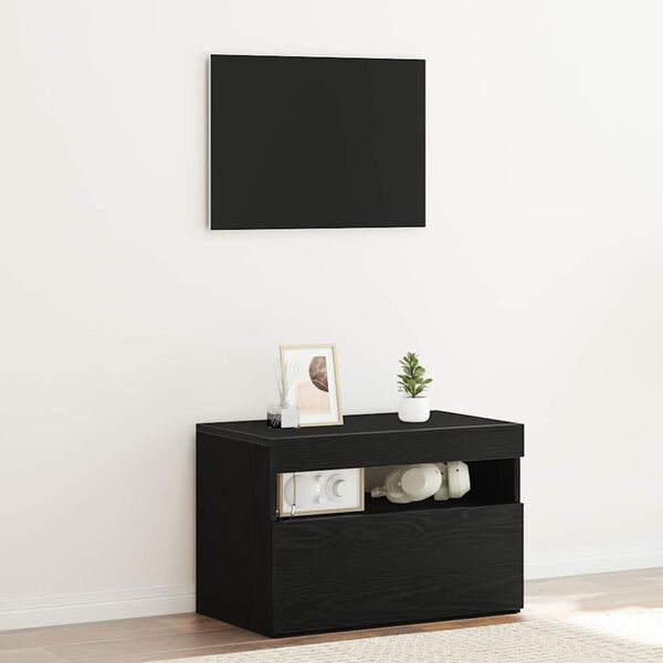 vidaXL Armadio da Notte Rovere Nero 60 x 35 x 40 cm Legno multistrato