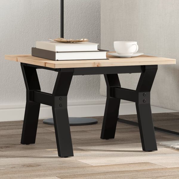 vidaXL Tavolino da Salotto Telaio a Y 50x50x35 cm Legno Pino e Acciaio