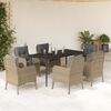 vidaXL Set da Pranzo da Giardino 7 pz con Cuscini Beige in Polyrattan
