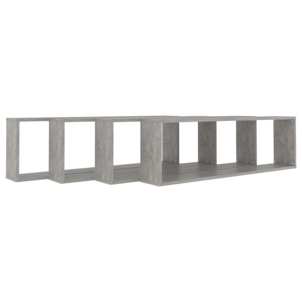vidaXL Mensole Parete Cubo 4pz Grigio Cemento 100x15x30 cm Multistrato