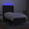 vidaXL Letto a Molle con Materasso e LED Nero 90x200 cm in Tessuto