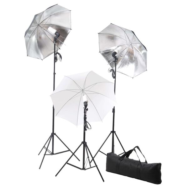 vidaXL Kit Studio Fotografico con Luci Ombrelli Fondale e Riflettore