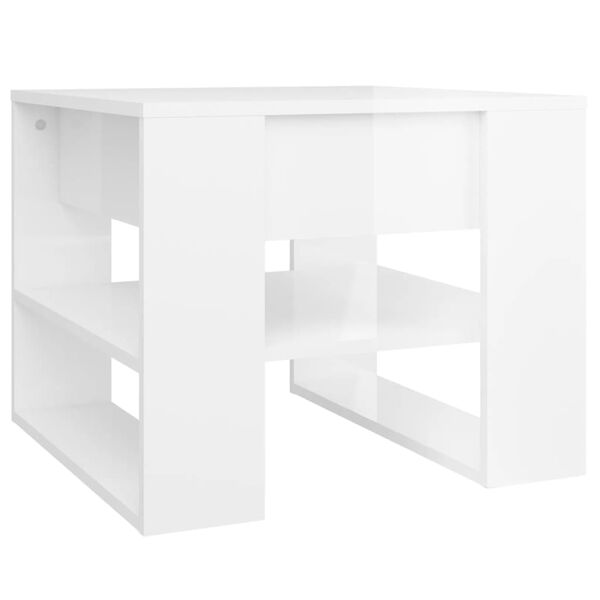 vidaXL Tavolino Salotto Bianco Lucido 55,5x55x45 cm Legno Multistrato