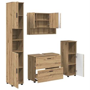 vidaXL Set di mobili per il bagno 4 pz Rovere artigianale