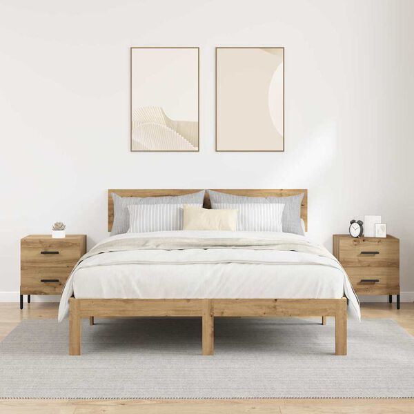 vidaXL Armadio da Notte 2 pcs Rovere artigianale 40 x 35 x 47,5 cm