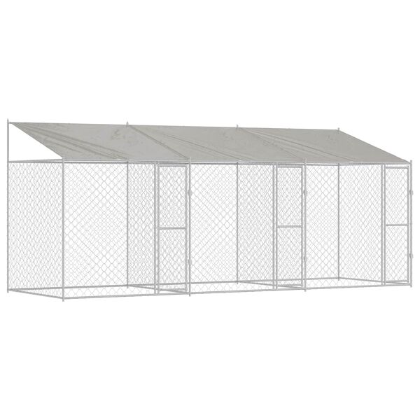 vidaXL Gabbia per cani Argento 600 x 200 x 256 cm Acciaio zincato