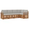 vidaXL Set divani con cuscino 5 pcs Grigio Naturale e Chiaro