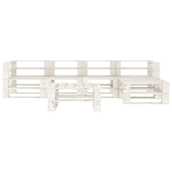 vidaXL Set Salotto da Giardino 6 pz Pallet in Legno Bianco