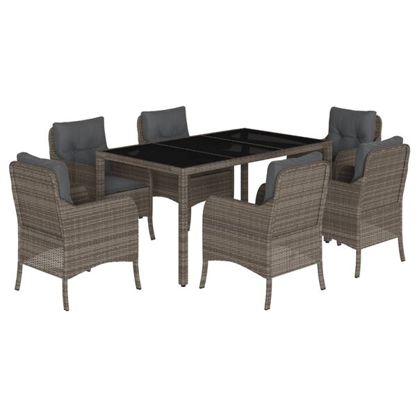 vidaXL Set da Pranzo da Giardino 7 pz con Cuscini in Polyrattan Grigio