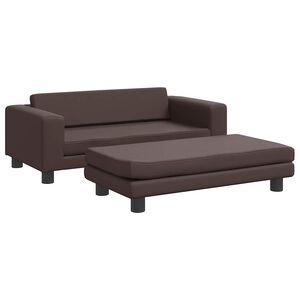 vidaXL Divano Bambini con Poggiapiedi Marrone 100x50x30 cm Similpelle