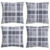 vidaXL Cuscino da Esterno 4 pcs Grigio a quadri 50 x 50 cm Tessuto