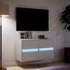 vidaXL Mobili TV a Parete con Luci LED 2pz Bianchi 40x30x40 cm