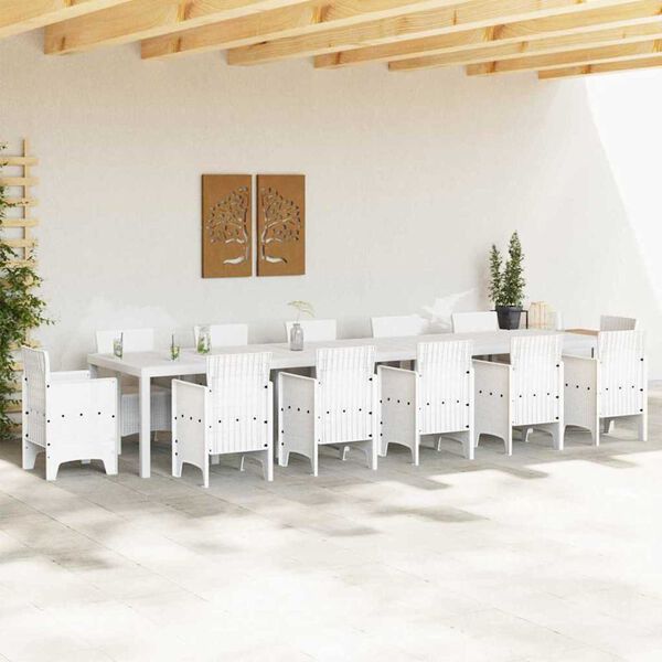vidaXL Tavolo da Pranzo da Giardino Bianco 400 x 100 x 73 cm