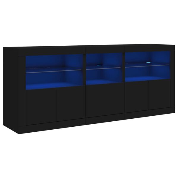 vidaXL Credenza con Luci LED Nera 162x37x67 cm