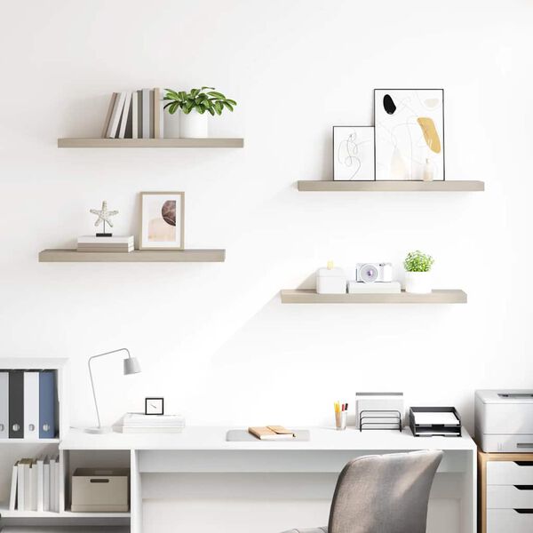 vidaXL Scaffali a Parete 4 pz Rovere 80x23,5x3,8 cm in MDF